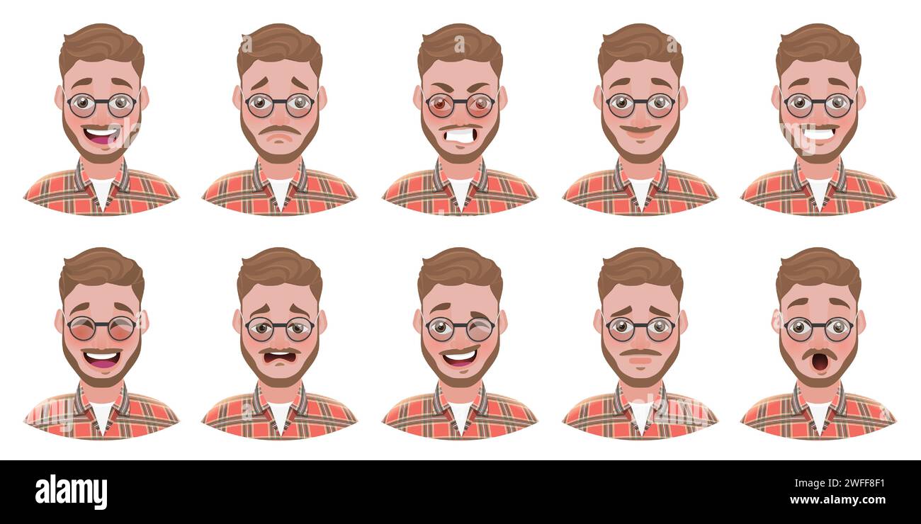 Set Di Espressioni Facciali Di Sketch Buone Facce Sorridenti Disegnate A Mano Stile - Foto 6