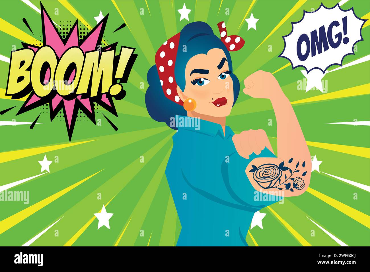 La donna può farlo immagine vettoriale in stile pop art Illustrazione Vettoriale