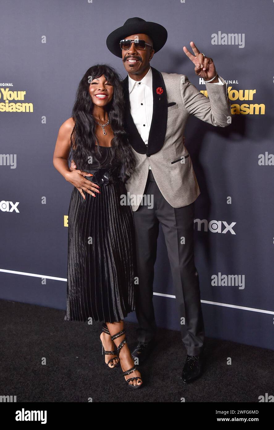 West Hollywood, Stati Uniti. 30 gennaio 2024. J.B. Smoove e Shahidah Omar arrivano a 'Curb Your Entreasm' della HBO finale Season Premiere al Directors Guild of America Theatre il 30 gennaio 2024 a West Hollywood, CALIFORNIA. © Lisa OConnor/AFF-USA.com credito: AFF/Alamy Live News Foto Stock