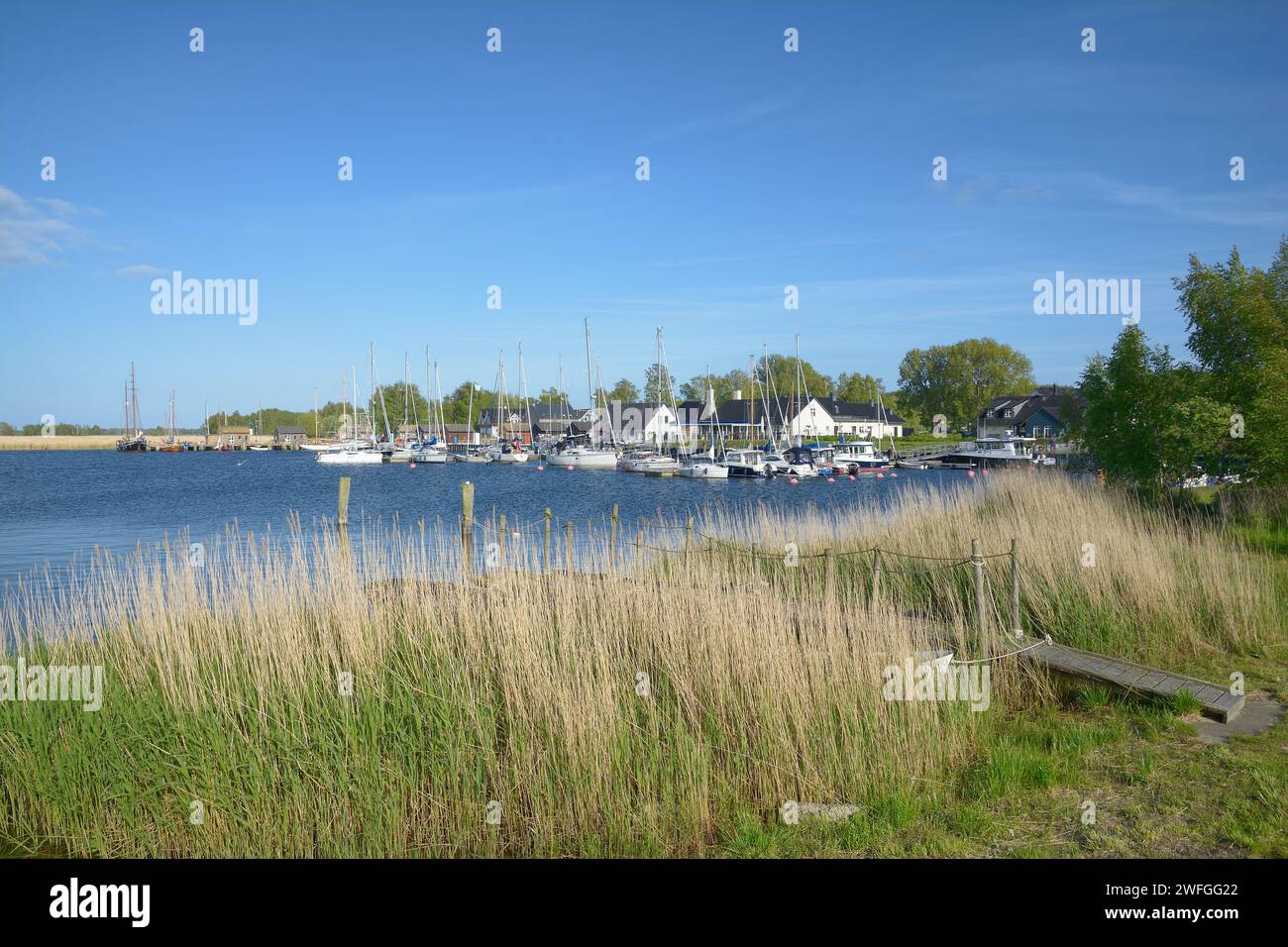 Villaggio e porto di Gager su Rügen, sul Mar baltico, Meclemburgo-Pomerania, Germania Foto Stock