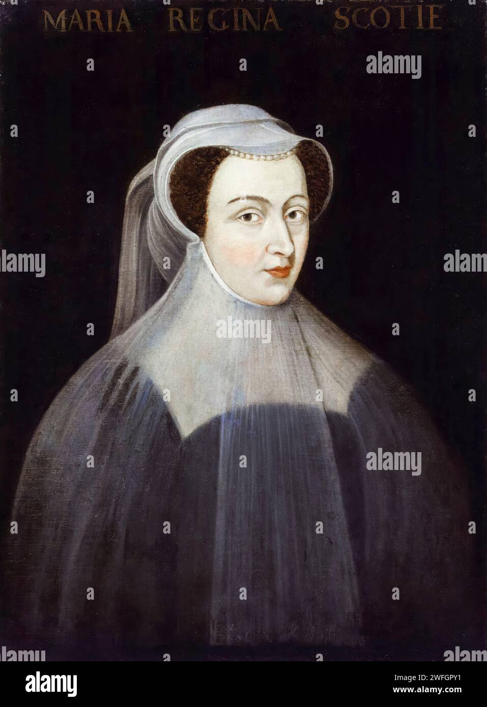 Maria, Regina di Scozia (1542-1587), Regina di Scozia (1542-1567), ritratto dipinto ad olio su tela dopo Francois Clouet, 1600-1699 Foto Stock