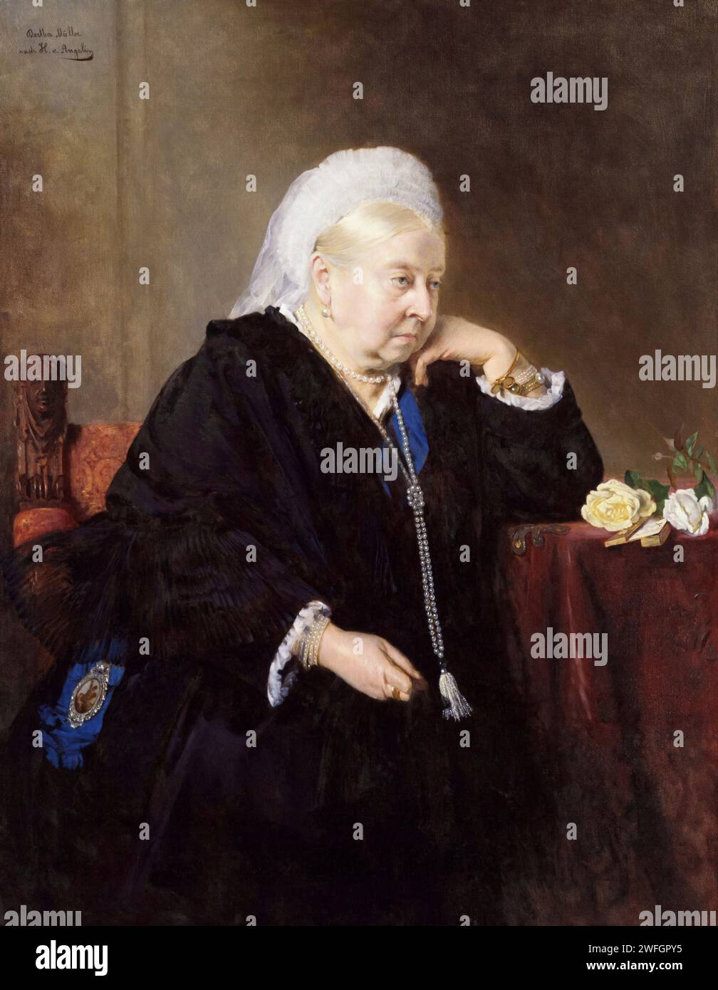 Regina Vittoria (1819-1901) come vedova, ritratto dipinto ad olio su tela di Bertha Mathilde Müller, dopo Heinrich von Angeli, 1900 Foto Stock