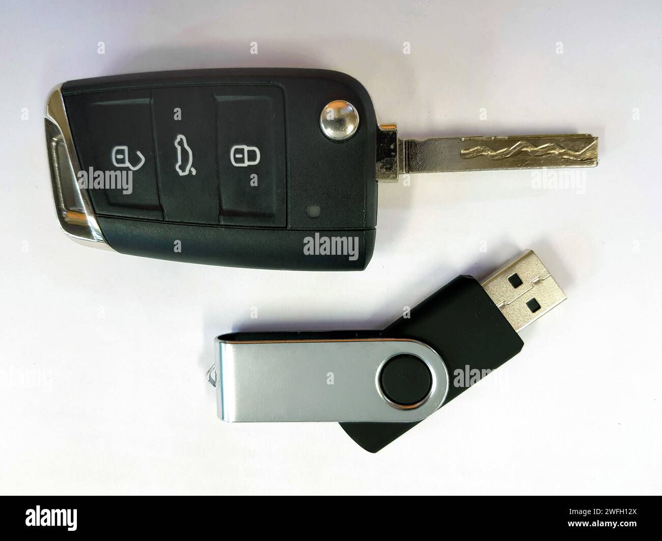 Chiave per auto e unità flash USB Foto Stock