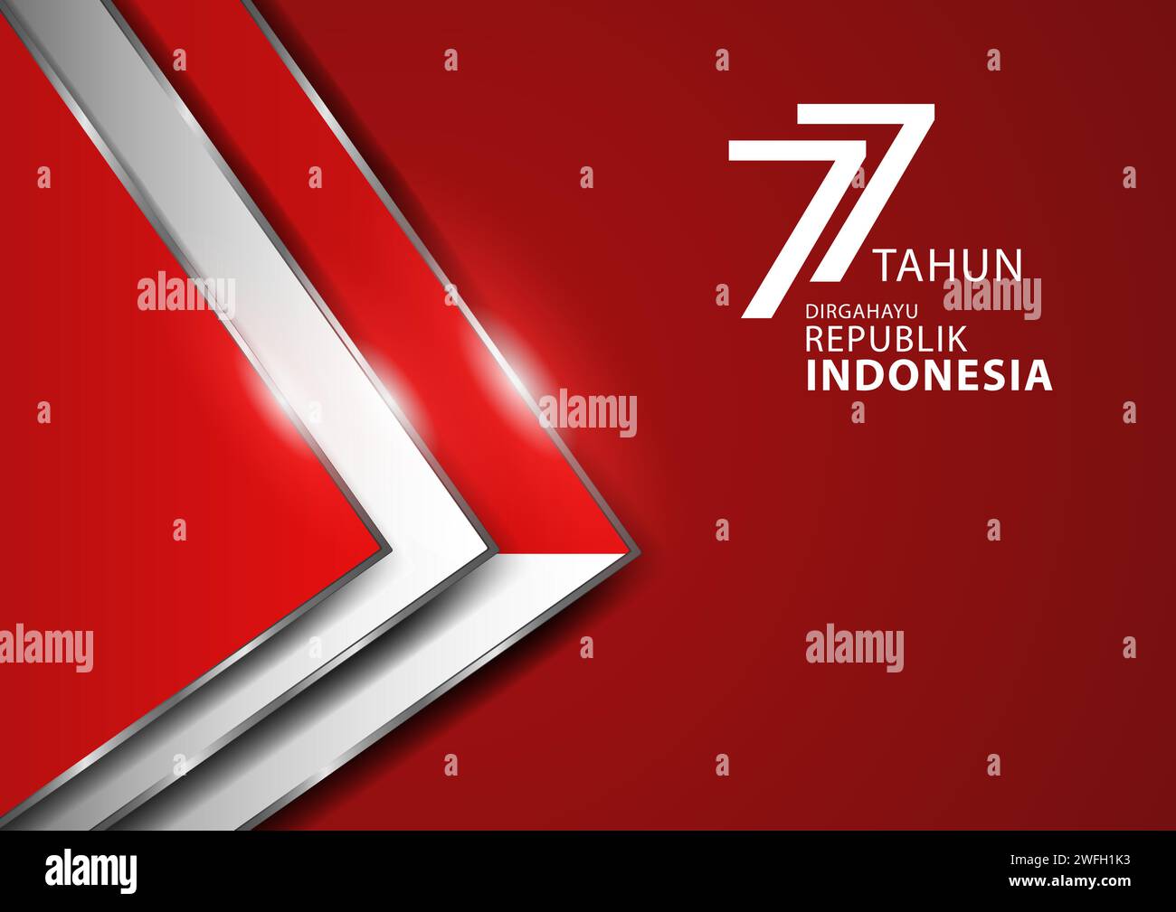 Lussuoso triangolo astratto sfondo con insegne indonesiane, testo copiato in bahasa significa 77 anni di longevità nella Repubblica di Indonesia Illustrazione Vettoriale