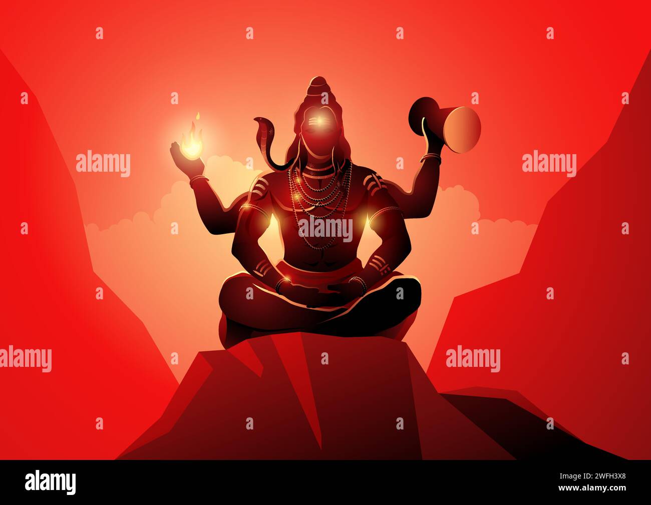 Illustrazione vettoriale di Lord Shiva, Dio indiano indù per il giorno della celebrazione di Maha Shivaratri Illustrazione Vettoriale