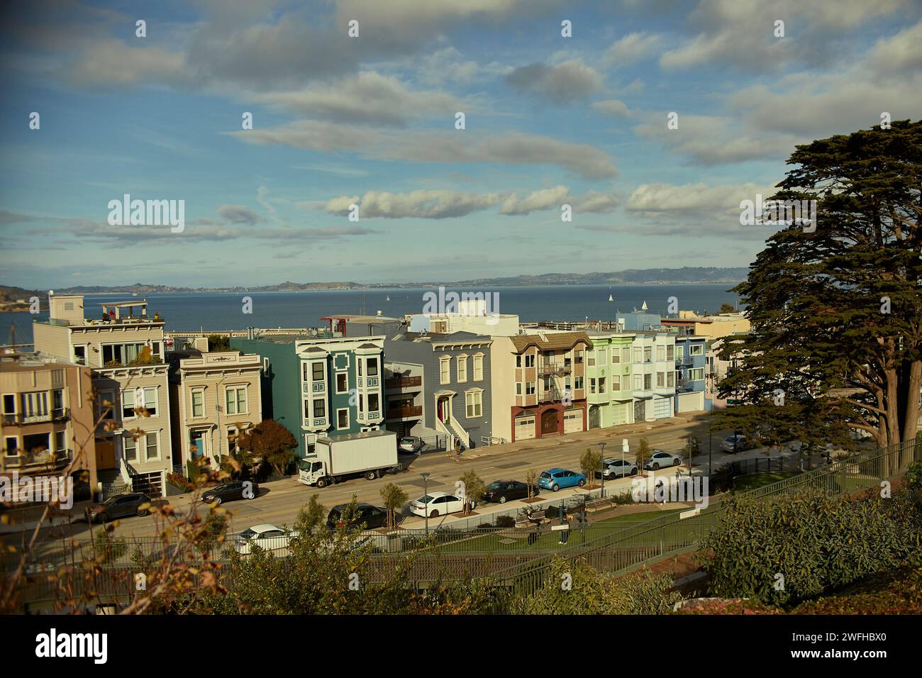 Case di San Francisco, case vicino alla baia di San Francisco Foto Stock