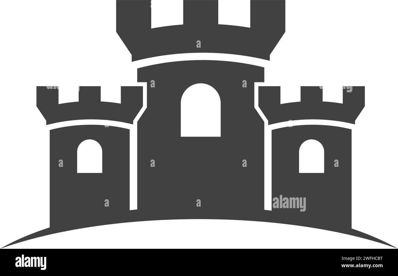 Castello di illustrazione vettoriale Modello icona design Illustrazione Vettoriale