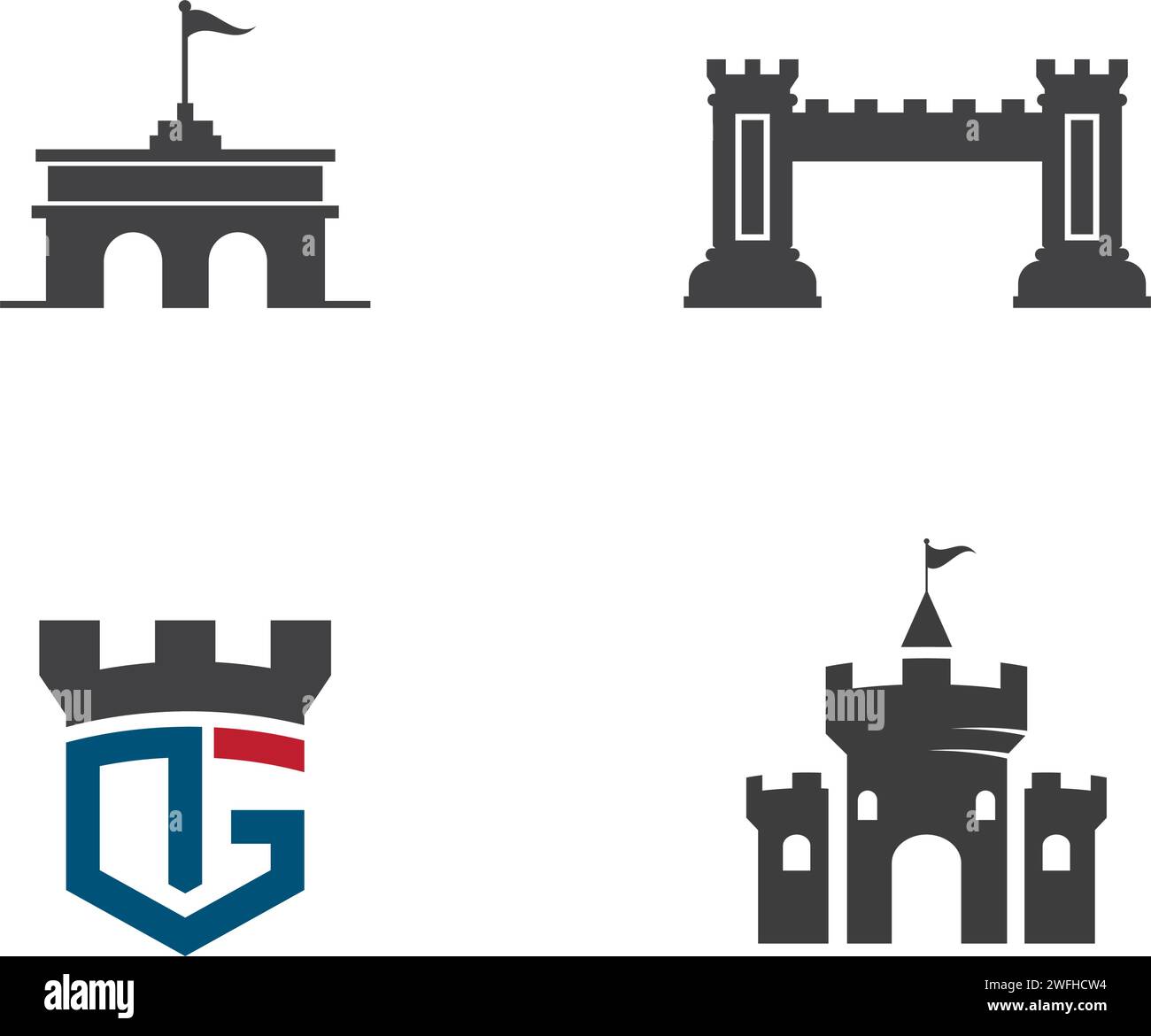 Castello di illustrazione vettoriale Modello icona design Illustrazione Vettoriale