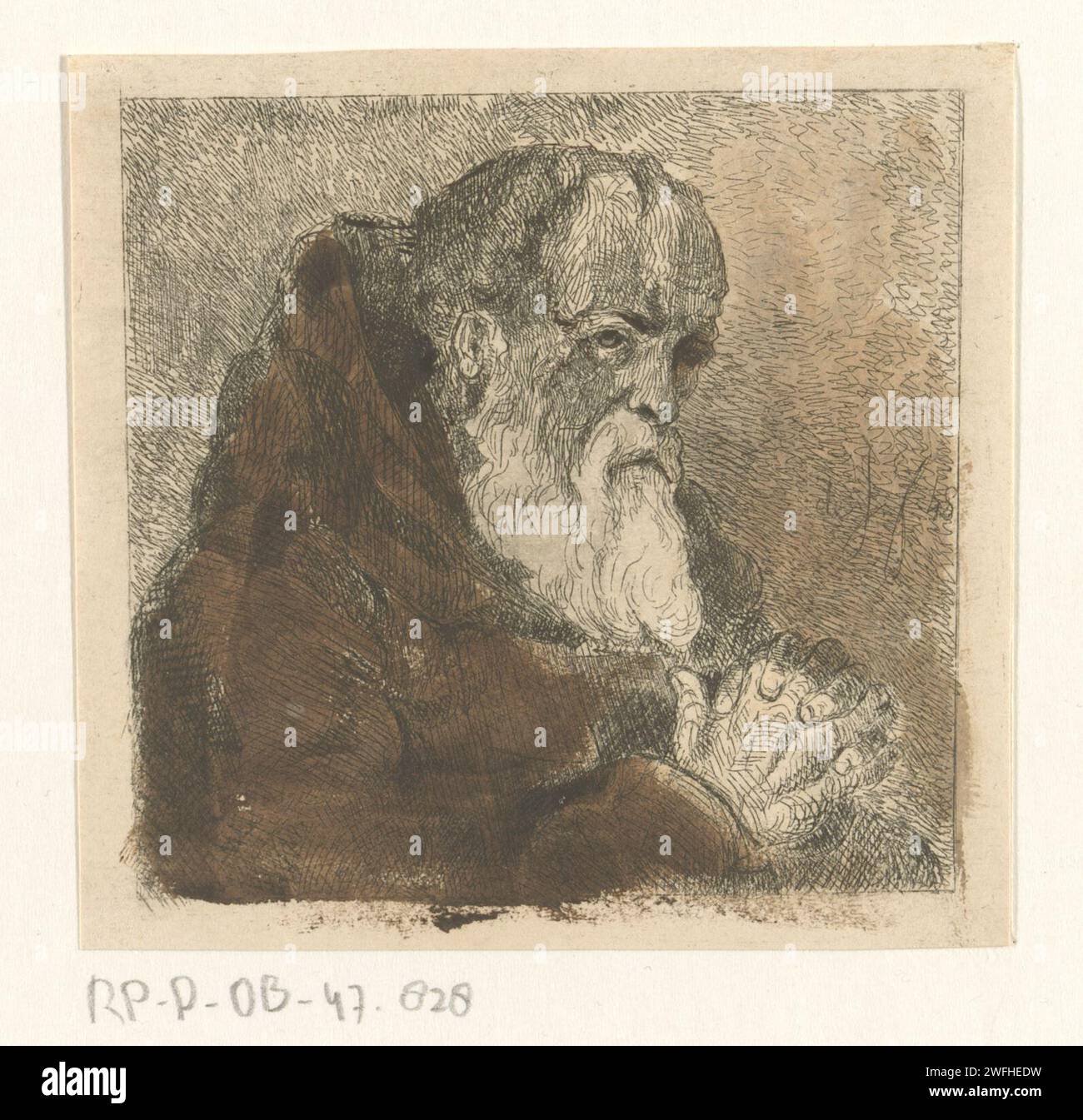 Praying Monnik, Jan Karel Jacob de Jonge, 1843 - 1880 stampa North Netherlands paper etching / pennello monaco(i), frate(i). una persona che prega Foto Stock Praying Monnik, Jan Karel Jacob de Jonge, 1843 - 1880 stampa North Netherlands paper etching / pennello monaco(i), frate(i). una persona che prega Foto Stock