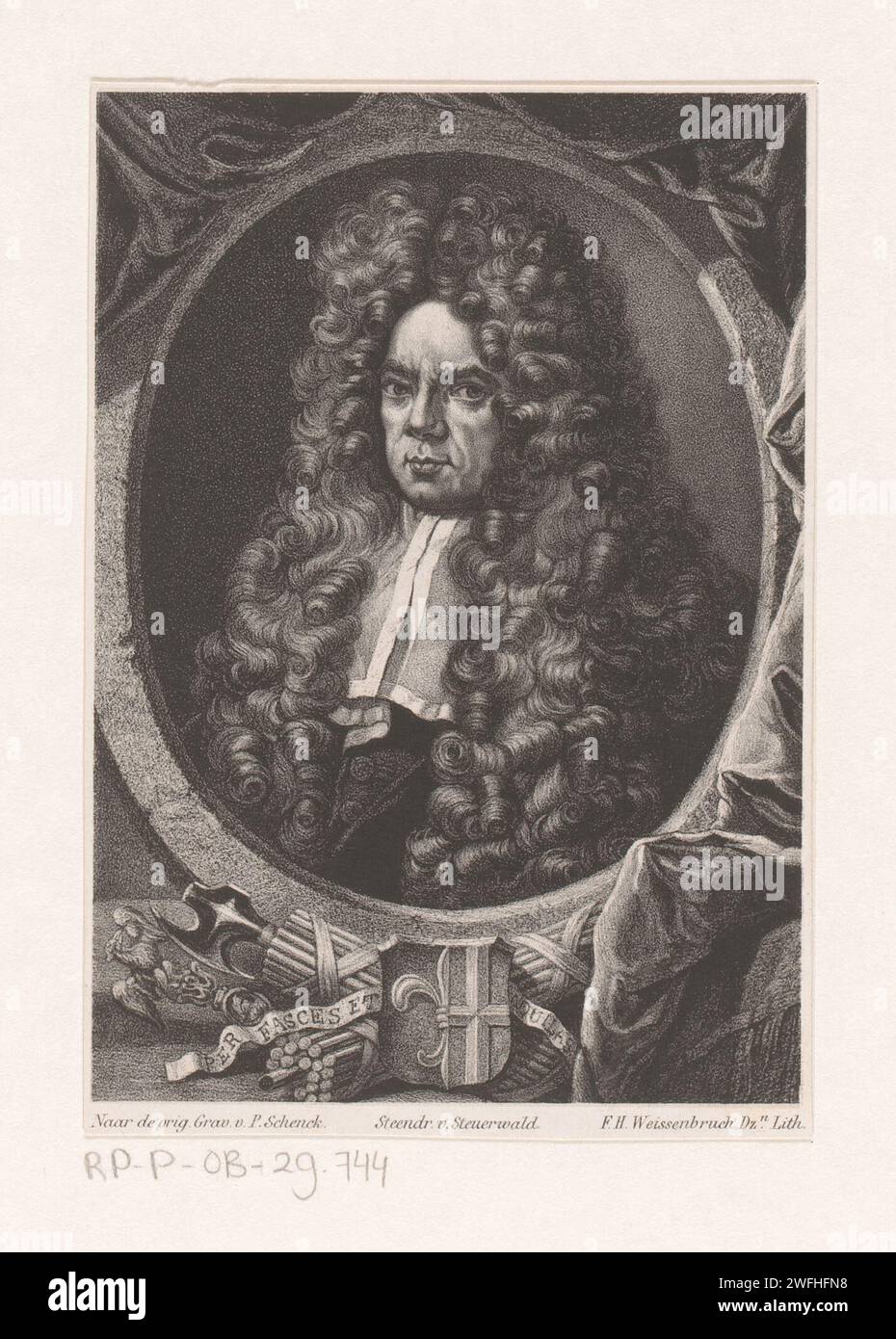 Ritratto di Nicolaes Cornelisz. Witsen, Frederik Hendrik Weissenbruch, dopo Pieter Schenk (i), 1858 - 1862 stampa Paesi Bassi paper Historical Persons Foto Stock