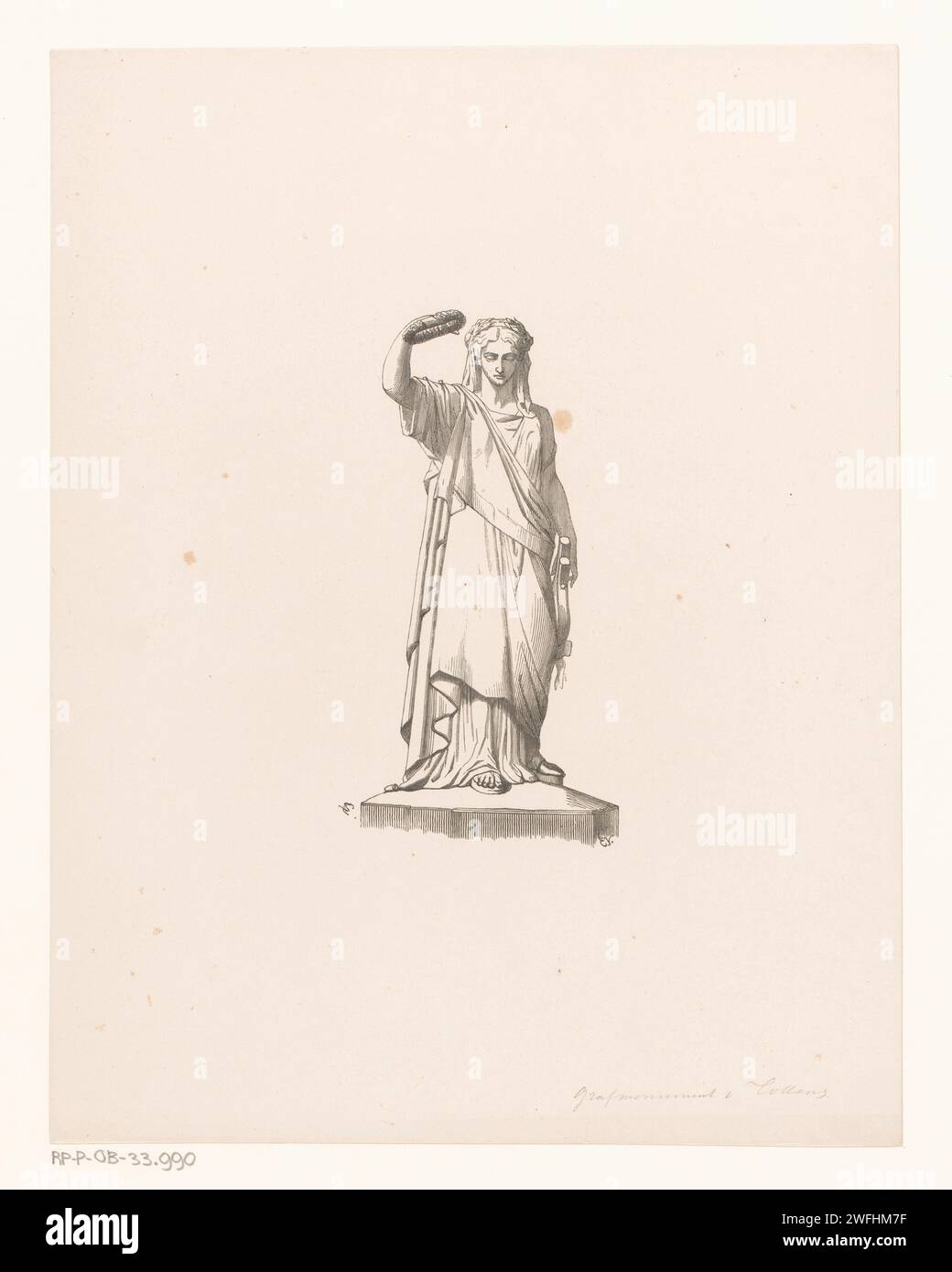 Monumento di Graf del poeta Hendrik Tollens, Edouard Vermorcken, dopo Johan Michaël Schmidt Crans, 1856 - 1906 stampa tomba cartacea, tomba. Fama come personificazione romana Foto Stock