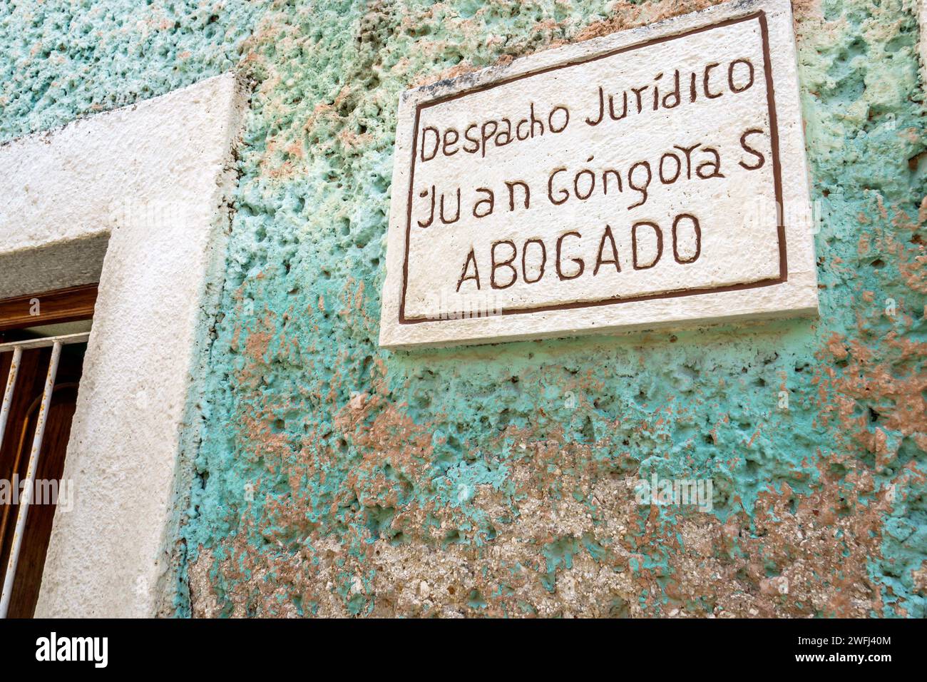 Merida Mexico,zona Paseo Montejo Centro,studio legale,cartelli segnaletici,promozione pubblicità,affari,esterno,edificio Foto Stock