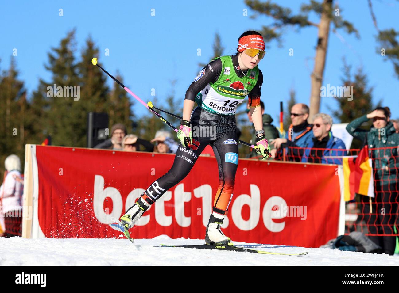 Schonach, Deutschland. 28 gennaio 2024. Anne Häckel (VSC Klingenthal) beim FIS Weltcup Nordische Kombination Schonach 2024 credito: dpa/Alamy Live News Foto Stock
