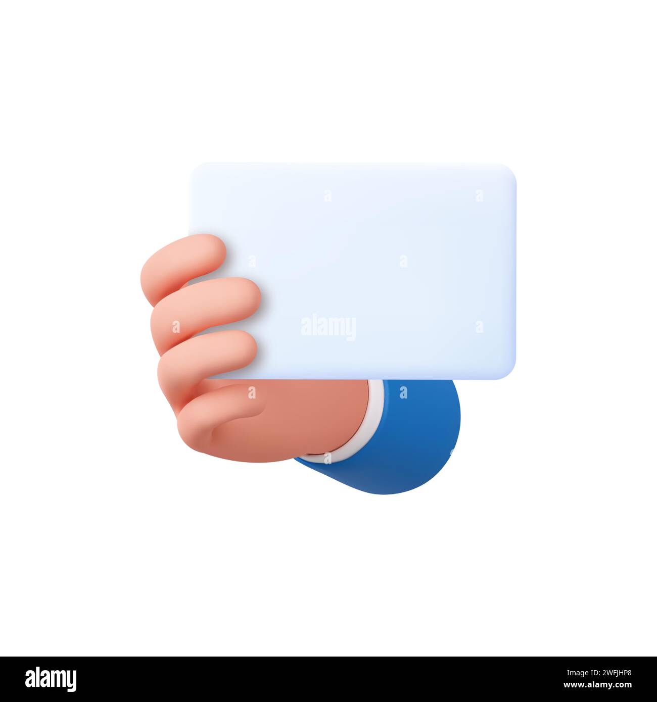 la mano 3d regge un'etichetta o un'etichetta di carta bianca Illustrazione Vettoriale