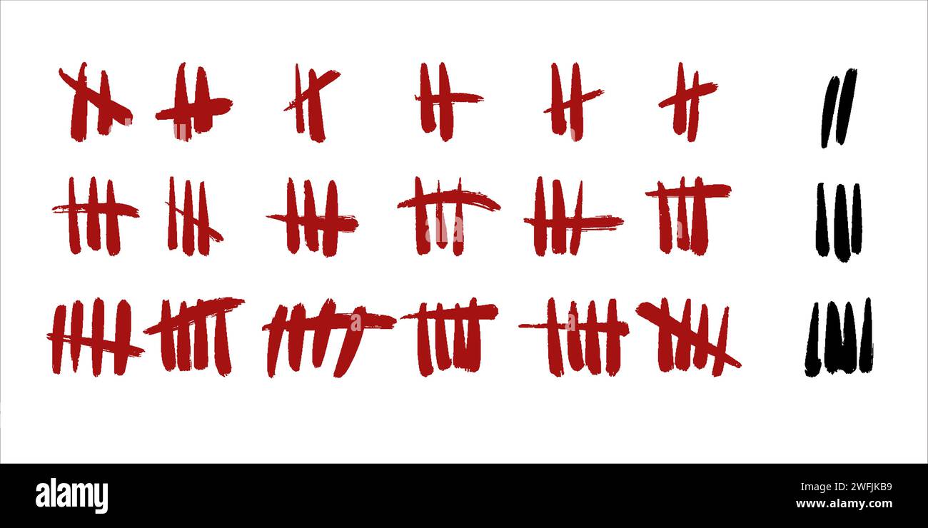 Set di icone vettoriali. Segni di conteggio delle pareti. Illustrazione Vettoriale