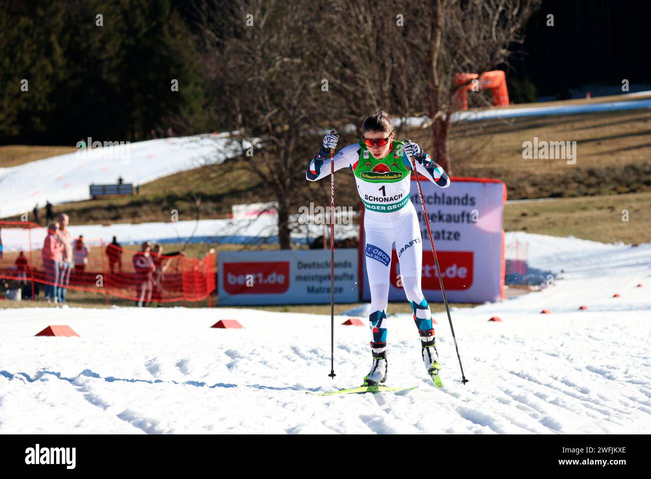 Schonach, Deutschland. 28 gennaio 2024. Mari Leinan Lund (Norwegen), beim FIS Weltcup Nordische Kombination Schonach 2024 credito: dpa/Alamy Live News Foto Stock