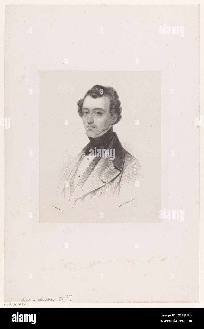 Ritratto di un uomo sconosciuto, forse Aeneas Mackay, Johan Hendrik Hoffmeister, 1851 - c. 1883 stampatore: Netherlandsprinter: The Hague paper. persone storiche (+ (ritratto completo) del busto) Foto Stock