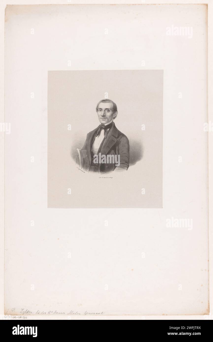 Ritratto di Jan Freerks Zijlker, Johan Hendrik Hoffmeister, 1851 - c. 1883 stampatore: Netherlandsprinter: The Hague paper. persone storiche (+ ritratto a mezza lunghezza) Foto Stock