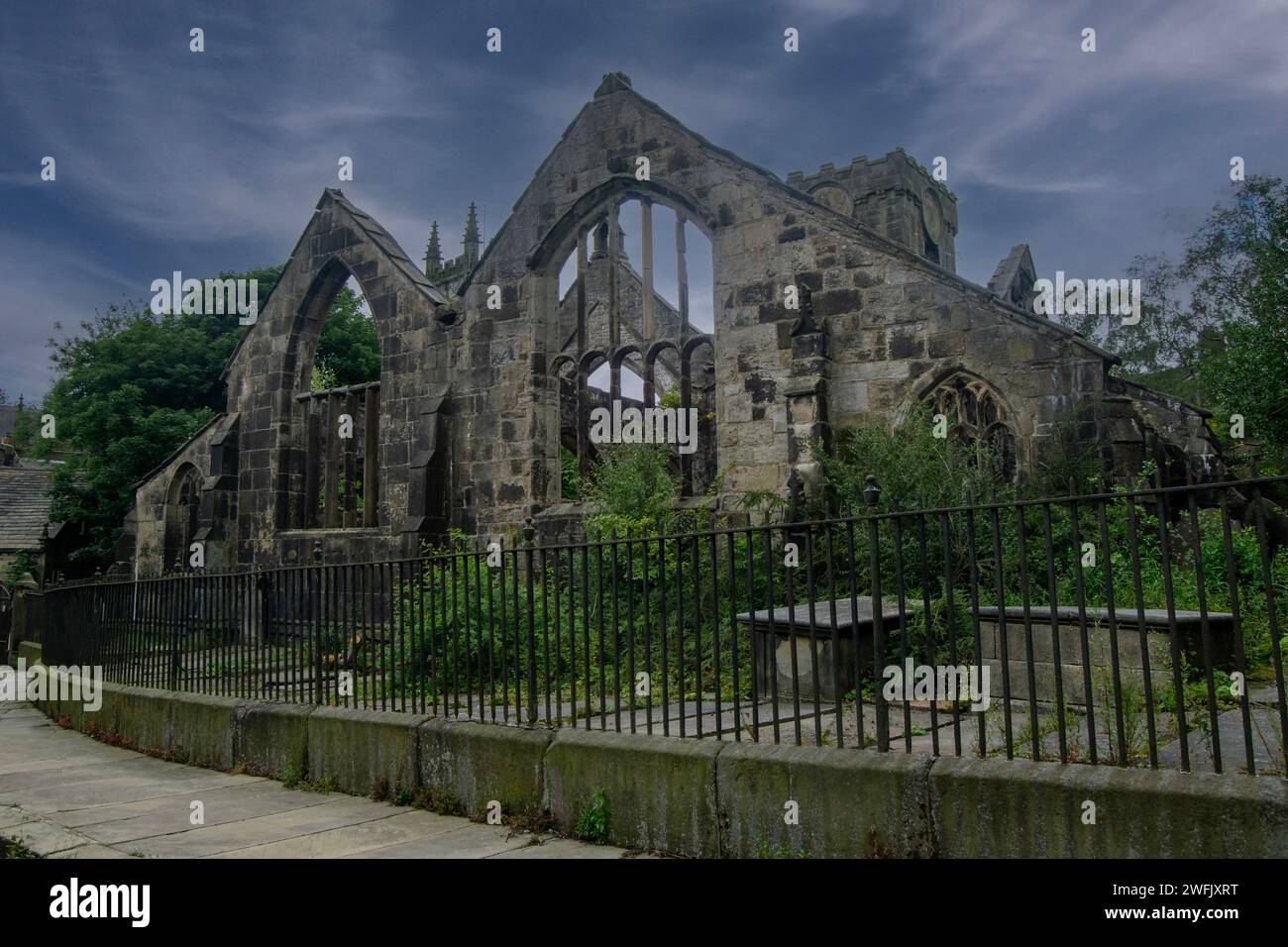 Rovine della chiesa di San Tommaso A Becket, Heptonstall Foto Stock