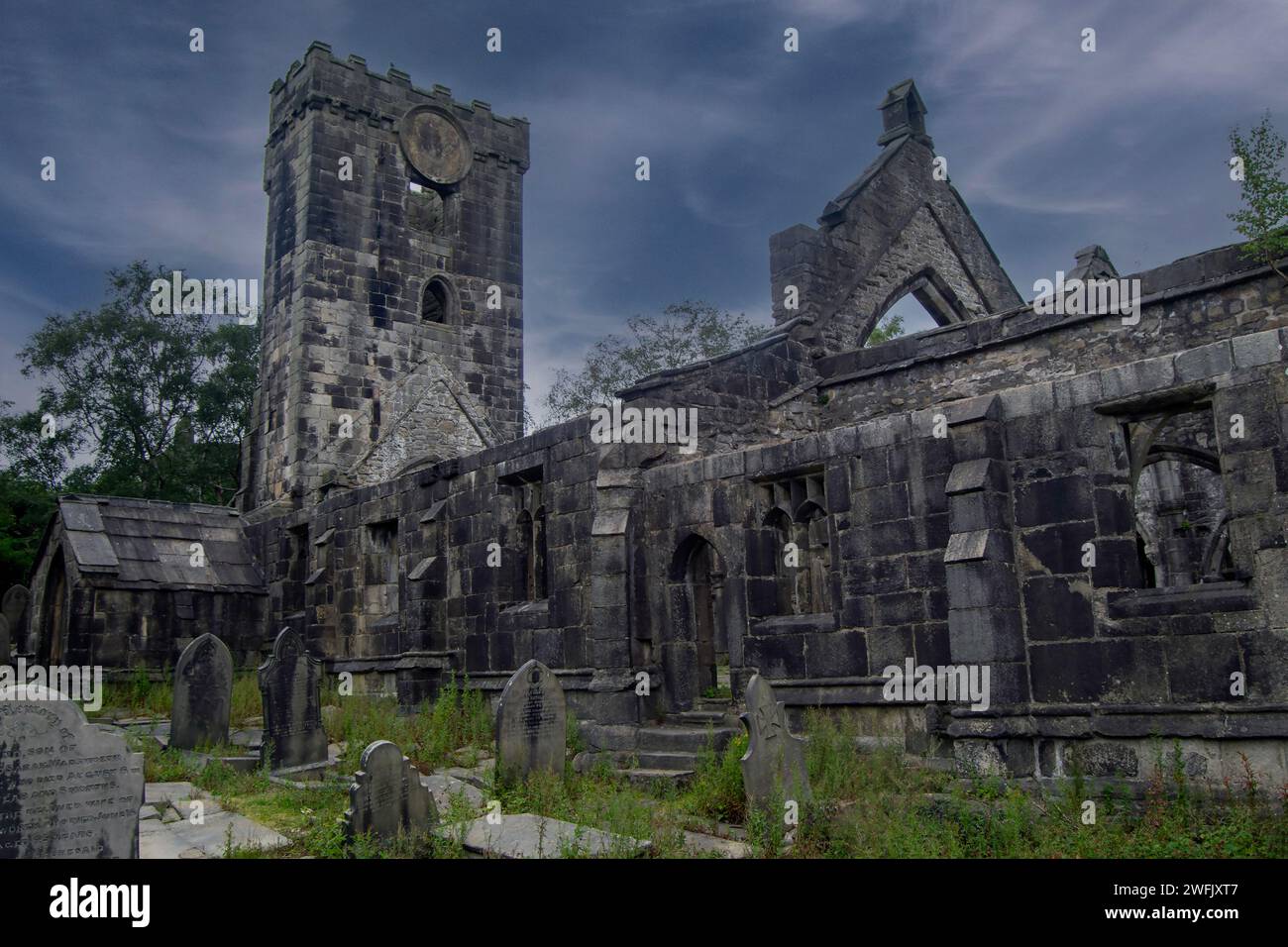Rovine della chiesa di San Tommaso A Becket, Heptonstall Foto Stock