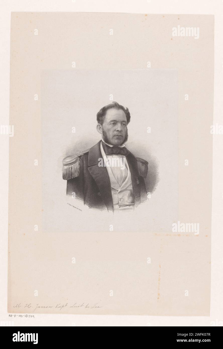 Ritratto di Martin Henry Jansen, Johan Hendrik Hoffmeister (attribuito a), c. 1851 - c. 1883 stampatore: Netherlandsprinter: The Hague paper. persone storiche (+ (ritratto completo) del busto) Foto Stock