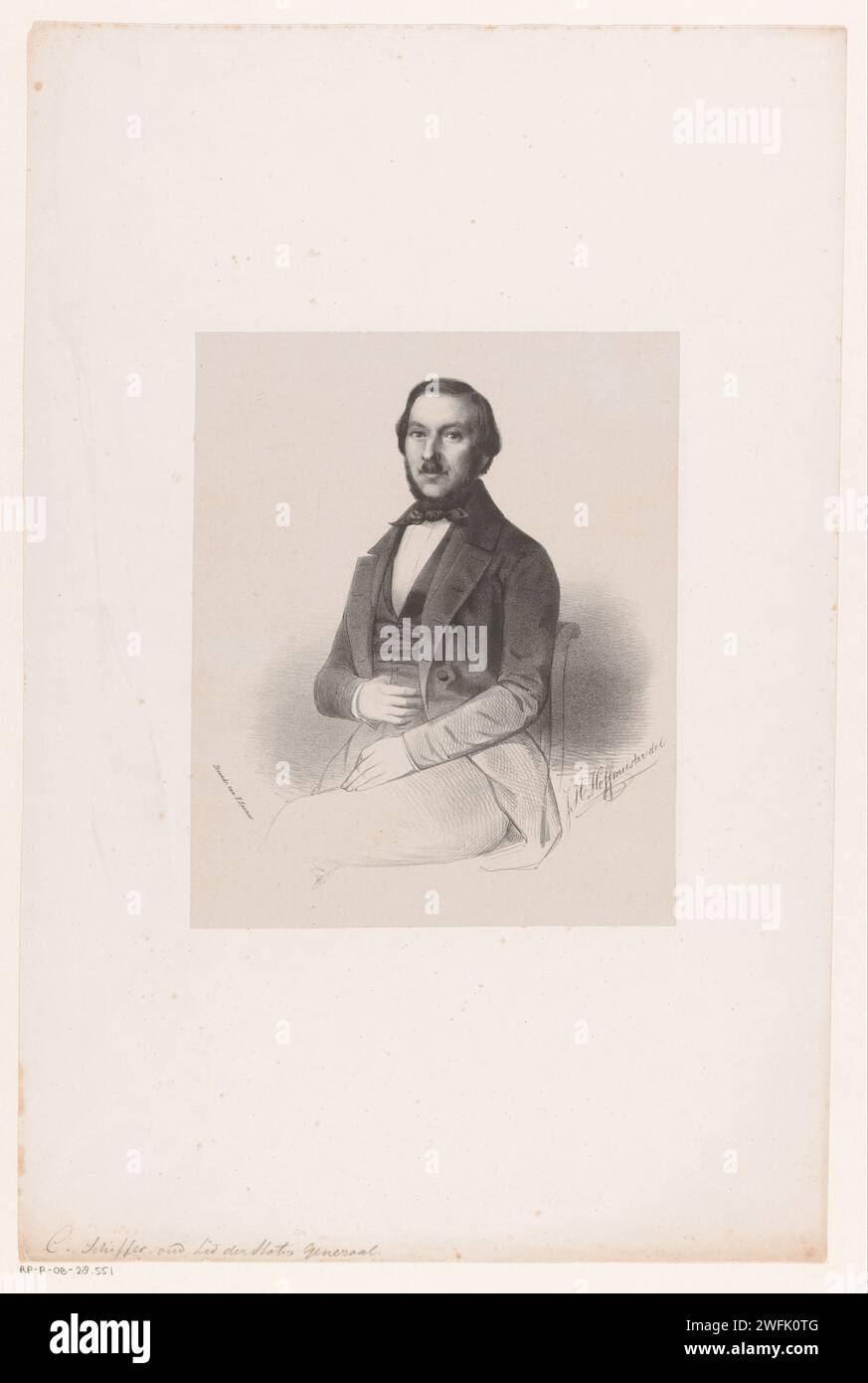 PortraT van Cornelis Schiffer, Johan Hendrik Hoffmeister, 1843 - 1863 tipografia: Netherlandsprinter: The Hague paper. persone storiche (+ ritratto lungo tre quarti) Foto Stock