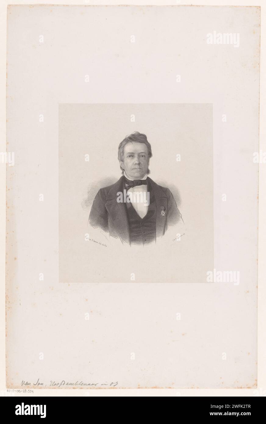 Ritratto di un uomo sconosciuto, Johan Hendrik Hoffmeister, 1851 - c. 1883 tipografo: Netherlandsprinter: The Hague paper. persone storiche (+ (ritratto completo) del busto) Foto Stock