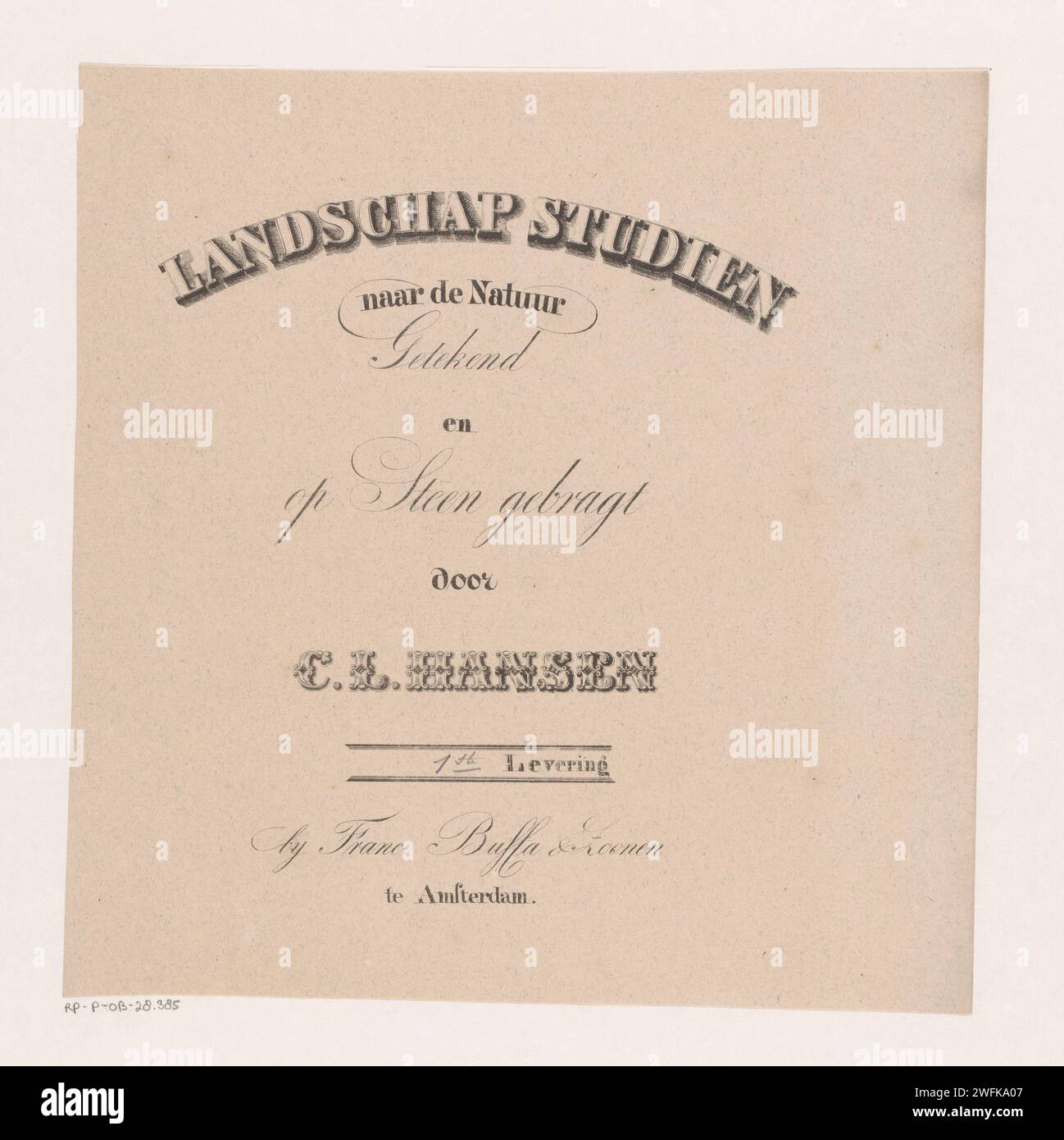 Copertina: Landscape Studien to Nature firmata e portata in pietra da C.L. Hansen, Carel Lodewijk Hansen, 1809 - 1840 tipografia: Netherlandsprinter: Amsterdampublisher: Amsterdam paper Foto Stock