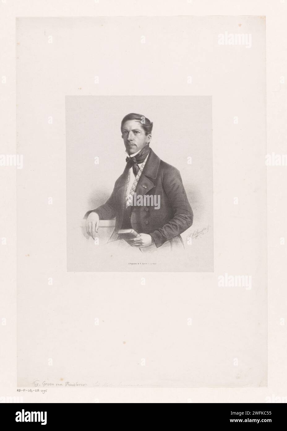 Ritratto di Guillaume Groen van Prinsterer, Johan Hendrik Hoffmeister, 1833 - 1876 tipografo: Netherlandsprinter: The Hague paper. persone storiche (+ ritratto a mezza lunghezza) Foto Stock