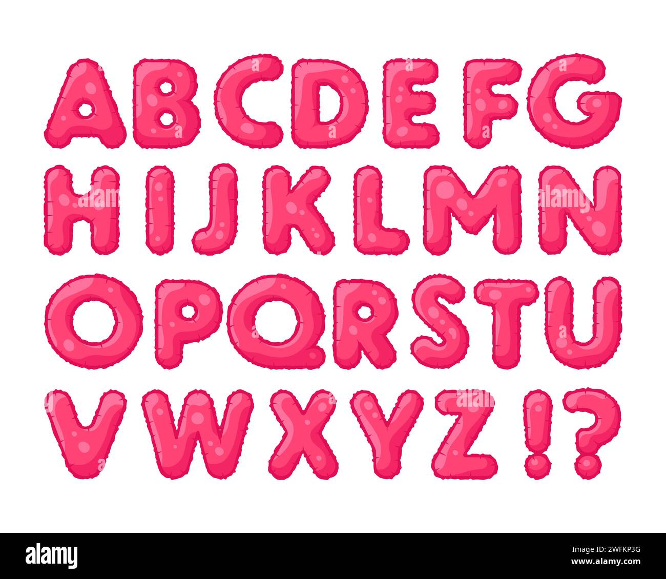Alfabeto a bolla. Font palloncini bambini in stile retrò alla moda. Illustrazione vettoriale Illustrazione Vettoriale