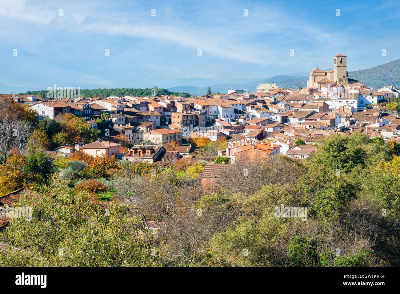 Vista panoramica del villaggio di Hervas a Caceres, Spagna. Foto Stock