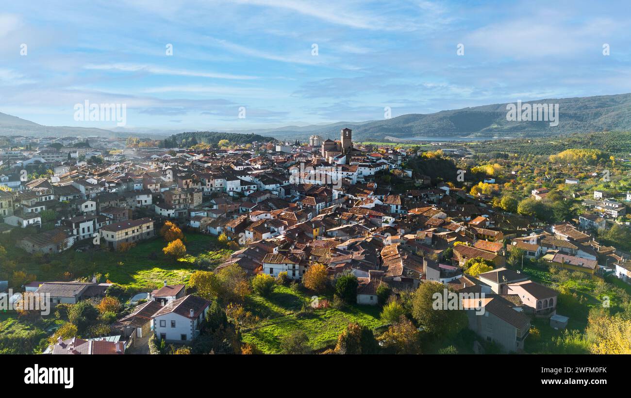Vista panoramica del villaggio di Hervas a Caceres, Spagna. Foto Stock