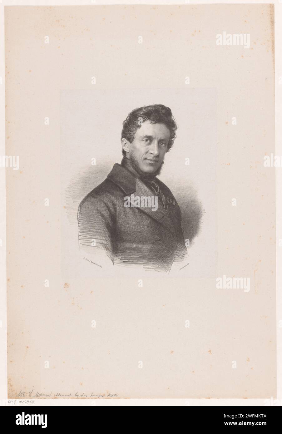 Ritratto di Leonard Metman, Johan Hendrik Hoffmeister, 1851 - c. 1883 tipografo: Netherlandsprinter: The Hague paper. persone storiche (+ (ritratto completo) del busto) Foto Stock