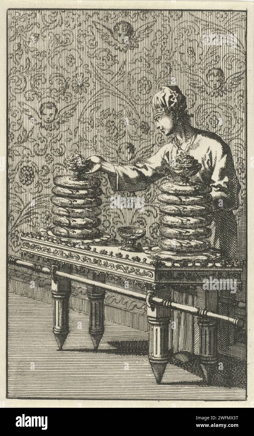Table of the Show Panies, Anonymous, After Jan Luyken, 1683 - 1762 carta stampata con incisione del pane da esposizione nel Tabernacolo  religione ebraica Foto Stock