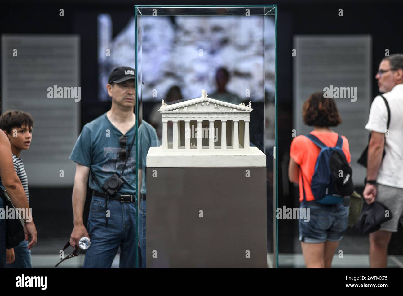 Museo dell'Acropoli: Modello in scala del Partenone. Atene. Grecia. Foto Stock