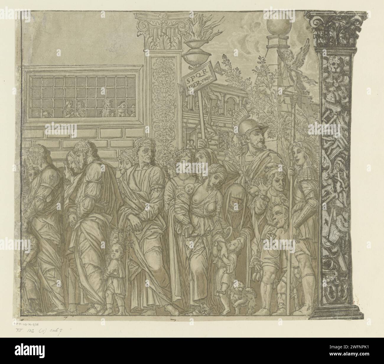 TRIOMFTOCHT van Julius Caesar, Andrea Andreani, dopo Bernardo Malpizzi, dopo Andrea Mantegna, stampatore del 1599: Italyafter disegno di: Mantuaafter disegno di: Mantova carta trionfo di Cesare. torcia Foto Stock