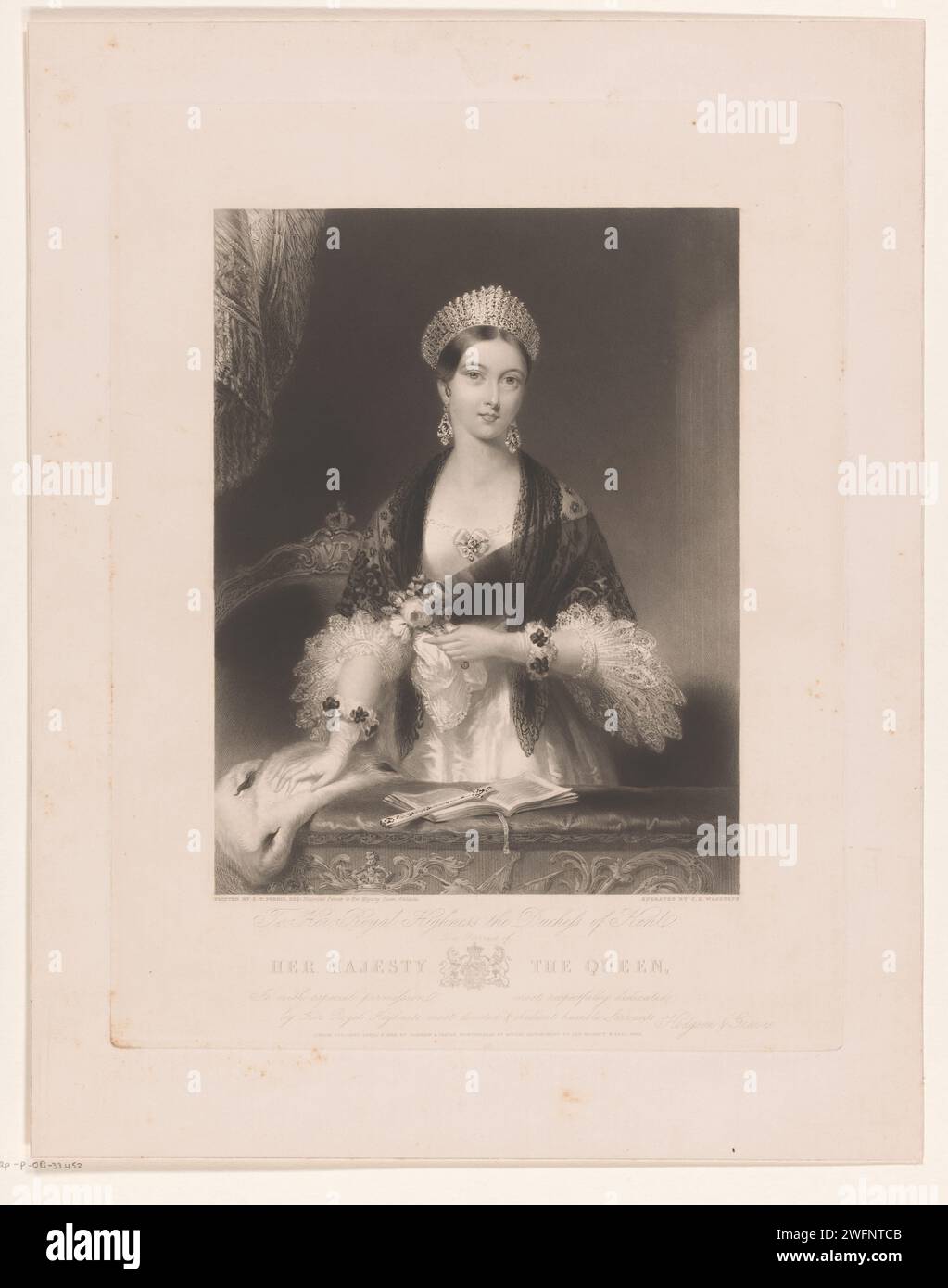 Ritratto di Vittoria del Regno Unito, Charles Edward Wagstaff, dopo Edmund Thomas Parris, stampa del 1838 London paper etching Historical Persons - BB - Woman. regina Foto Stock