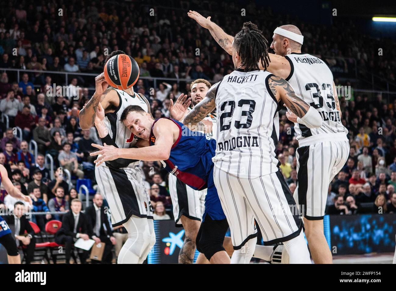 Barcellona, Spagna. 31 gennaio 2024. Jan Vesely (C) del FC Barcelona visto in azione durante la partita della stagione regolare turca EuroLeague Round 24 tra Barcellona e Virtus Bologna al Palau Blaugrana. Punteggio finale; Barcelona 84:57 Virtus Bologna. (Foto di Marti Segura Ramoneda/SOPA Images/Sipa USA) credito: SIPA USA/Alamy Live News Foto Stock