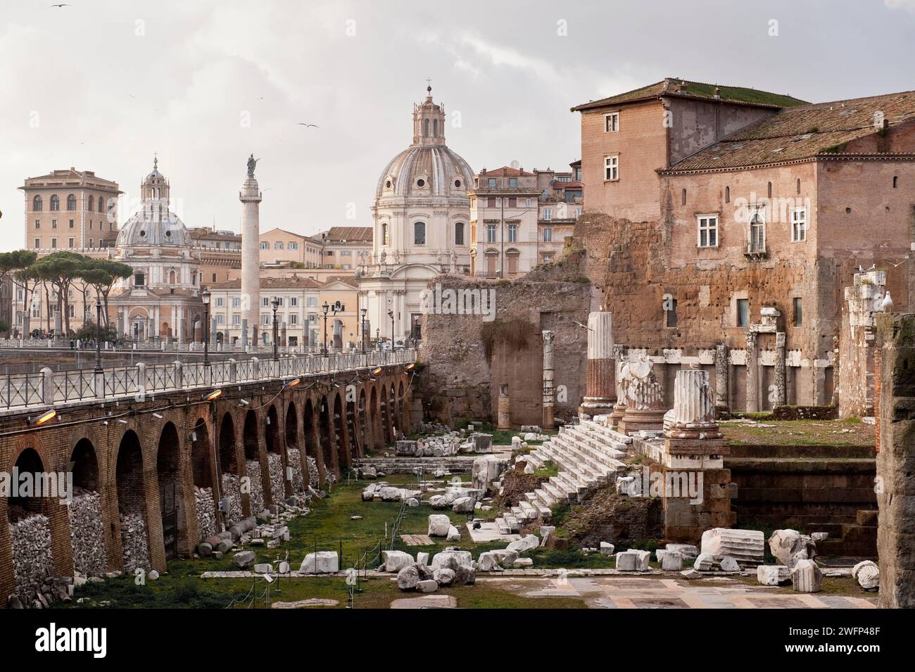 Foto di Augusto e foro Traiano, nel foro Romano, Roma, Italia Foto Stock