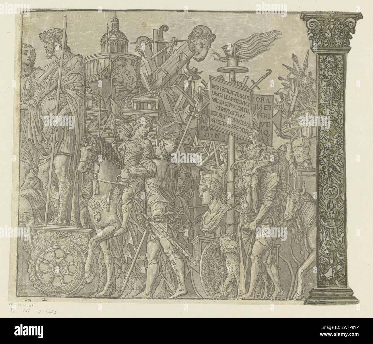 TRIOMFTOCHT van Julius Caesar, Andrea Andreani, dopo Bernardo Malpizzi, dopo Andrea Mantegna, 1599 tipografia: Italyafter disegno di: Mantuaafter dipinto di: Mantova carta trionfo di Cesare. torcia. pezzo di scultura, riproduzione di un pezzo di scultura Foto Stock