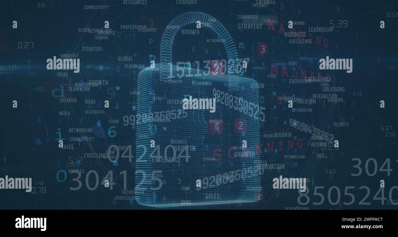 Immagine dell'icona del lucchetto e dell'elaborazione dei dati Foto Stock