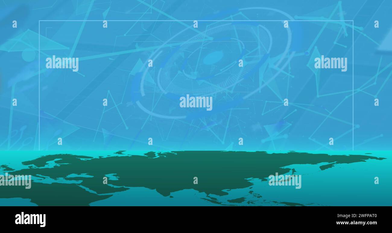 Lo sfondo blu astratto presenta linee e forme dinamiche, con spazio di copia Foto Stock