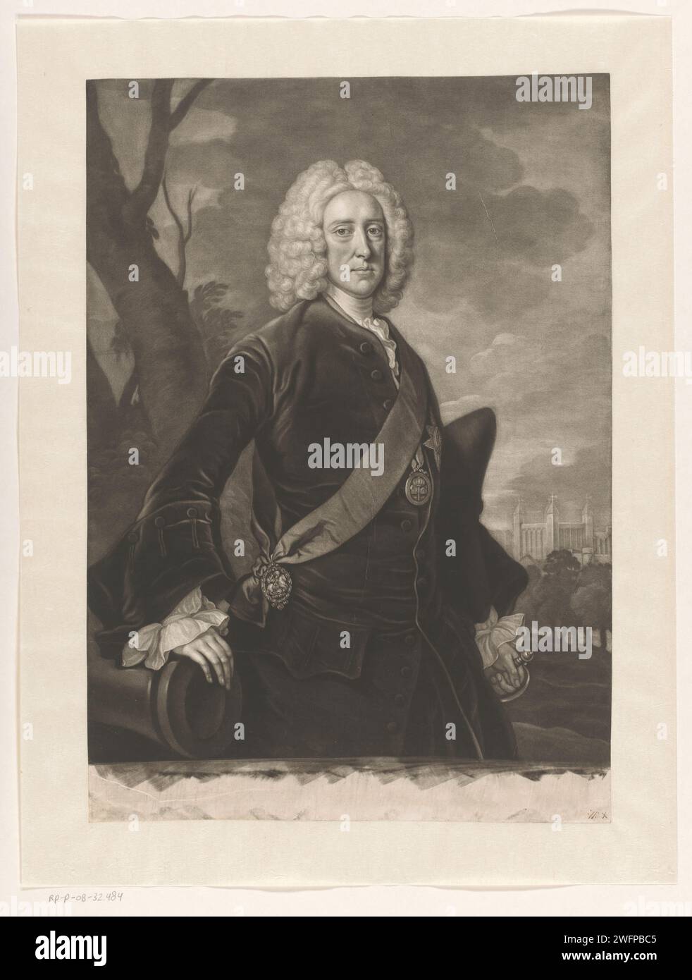 Portret van John Montagu, James McArdell, dopo Thomas Hudson, c. 1745 - 1765 stampa London paper Historical Persons Foto Stock