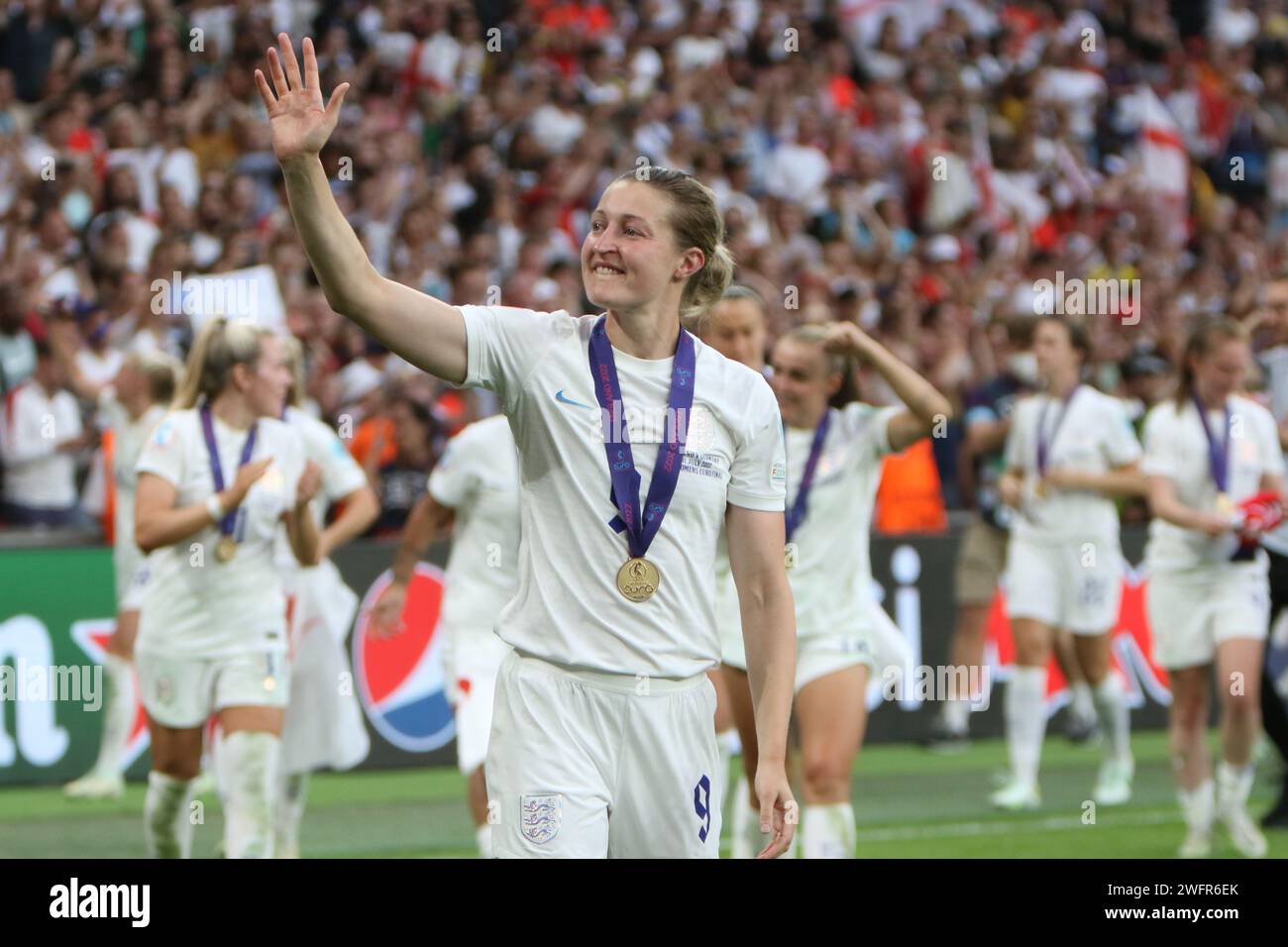 Ellen White affonda il pubblico della UEFA Women's Euro Final 2022 Inghilterra contro Germania al Wembley Stadium, Londra 31 luglio 2022 Foto Stock