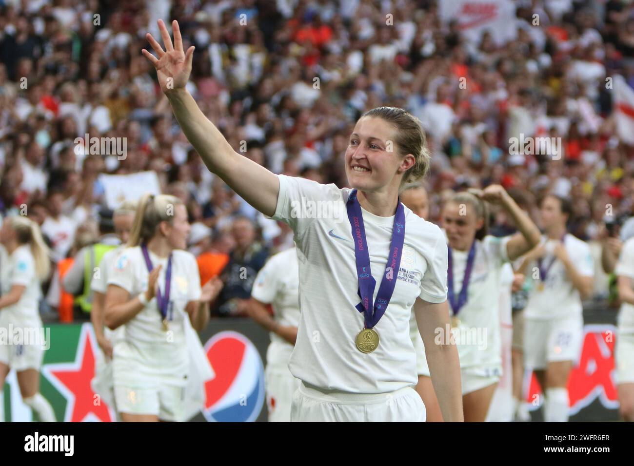 Ellen White affonda il pubblico della UEFA Women's Euro Final 2022 Inghilterra contro Germania al Wembley Stadium, Londra 31 luglio 2022 Foto Stock