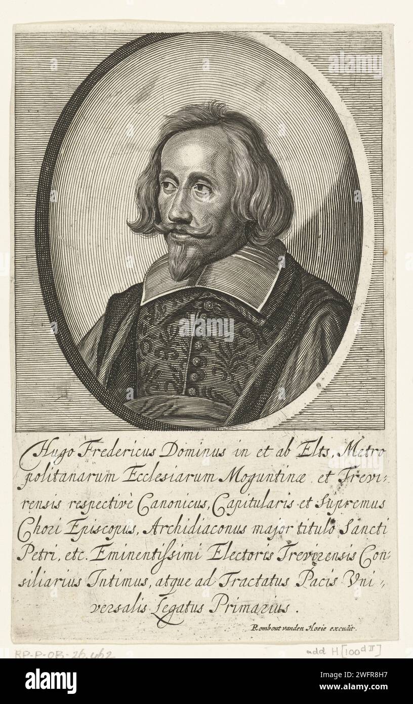 PortraT van Hugo Friedrich von Eltz, Pieter de Bailliu (i), dopo Anonymous, 1623 - 1660 incisione su carta stampata Foto Stock