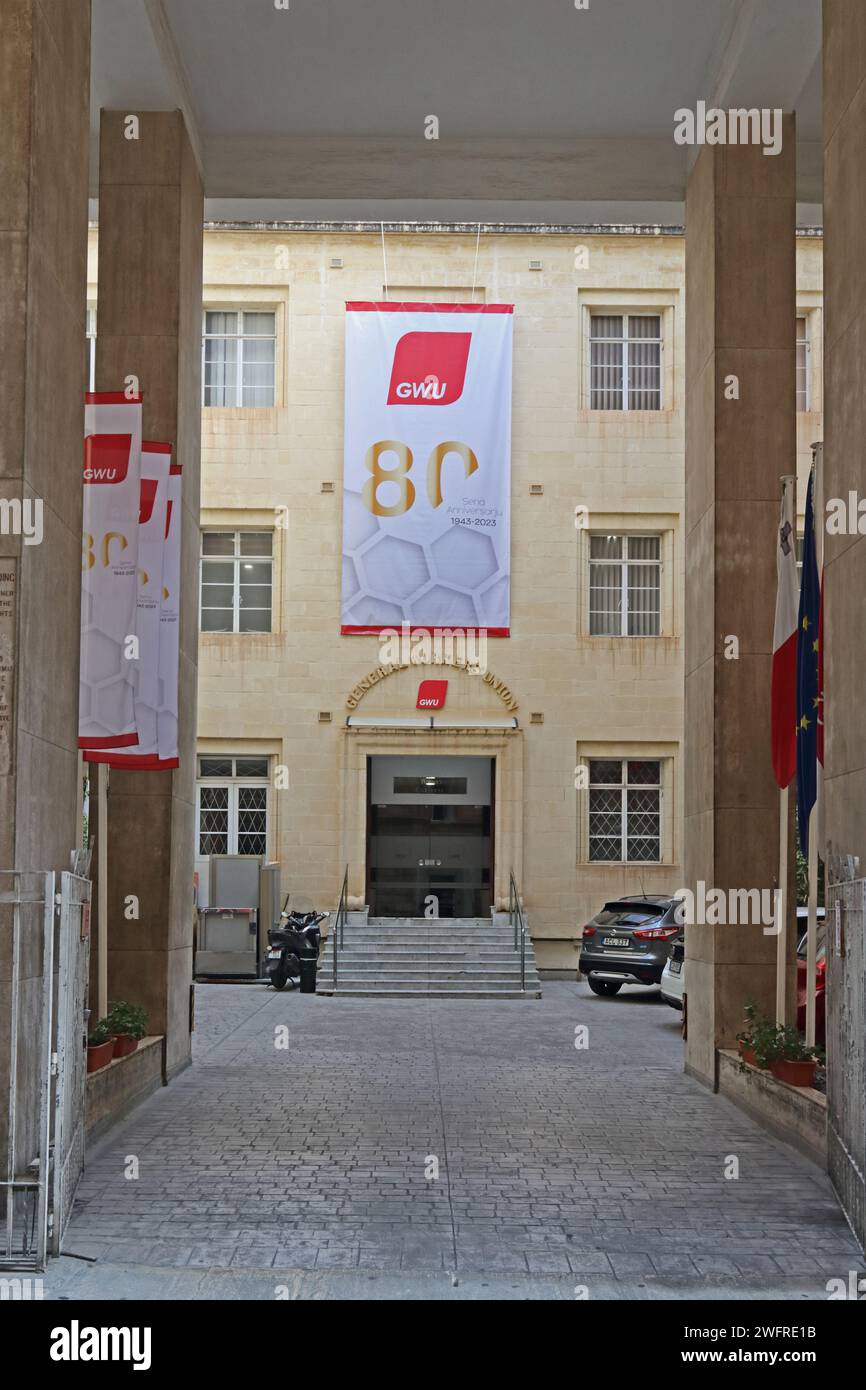 Uffici del sindacato generale dei lavoratori, Valletta, Malta Foto Stock