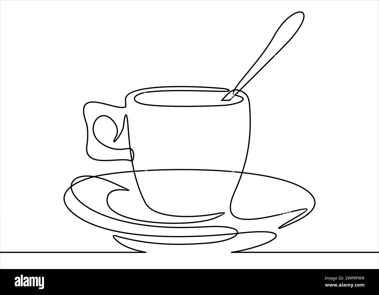 Rappresentazione in linea continua di tazza di caffè. Illustrazione Vettoriale Illustrazione Vettoriale