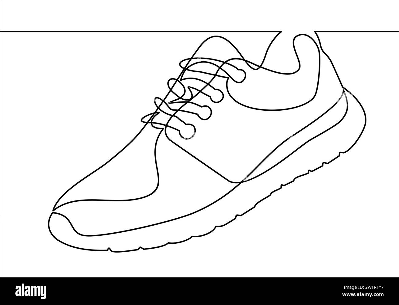 Illustrazione vettoriale delle sneakers. Scarpe sportive in linea. Una linea continua Illustrazione Vettoriale