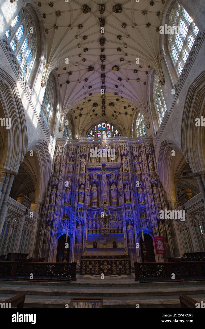 Interno della cattedrale di Winchester a dicembre Foto Stock